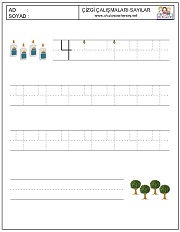 okul öncesi 1 sayısı çizgi çalışması